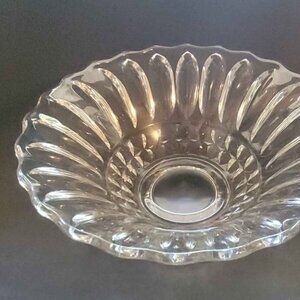 Clear Glass Footed Bowl In The Lotus Blossom Pattern